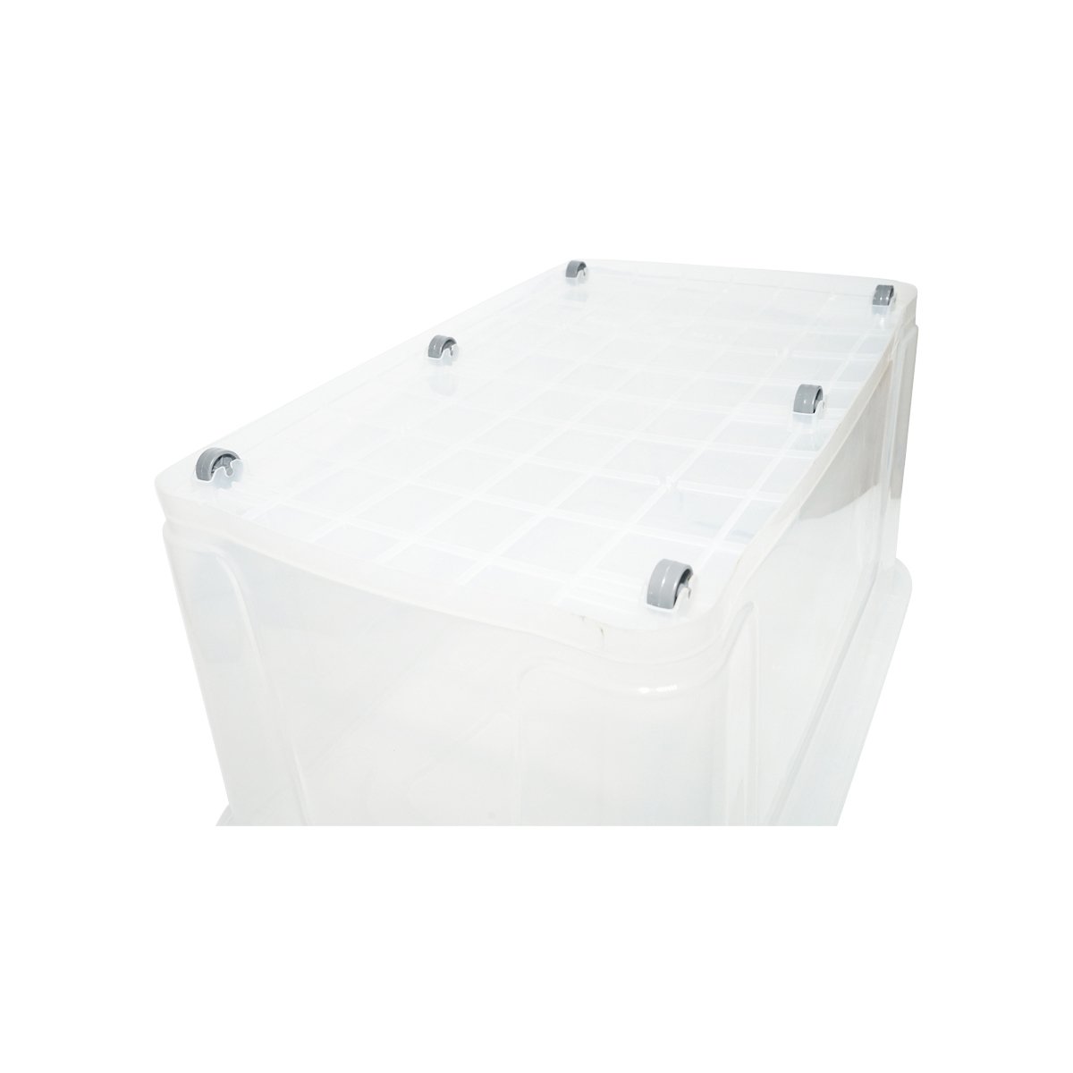 Cutie depozitare 80L cu capac si roti din plastic transparenta 725x470x360mm